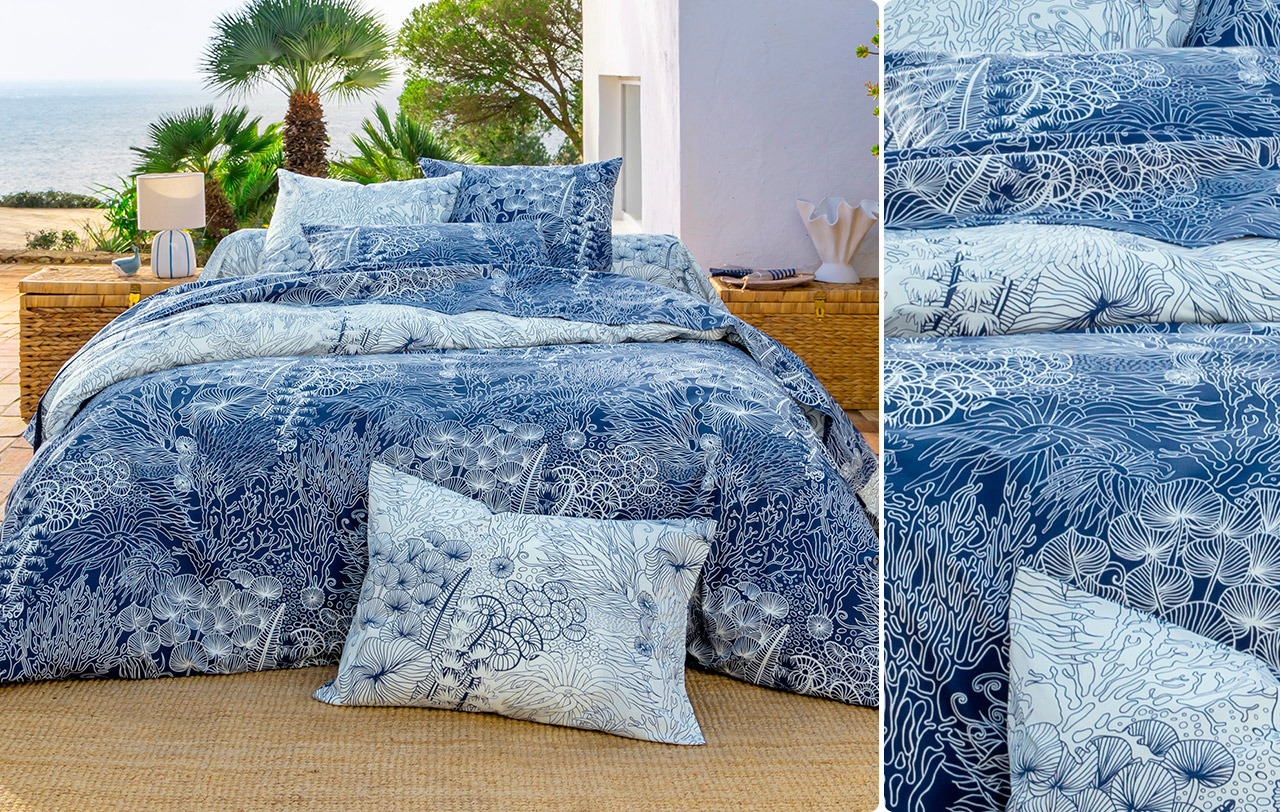 Linge de lit motif fonds sous-marins