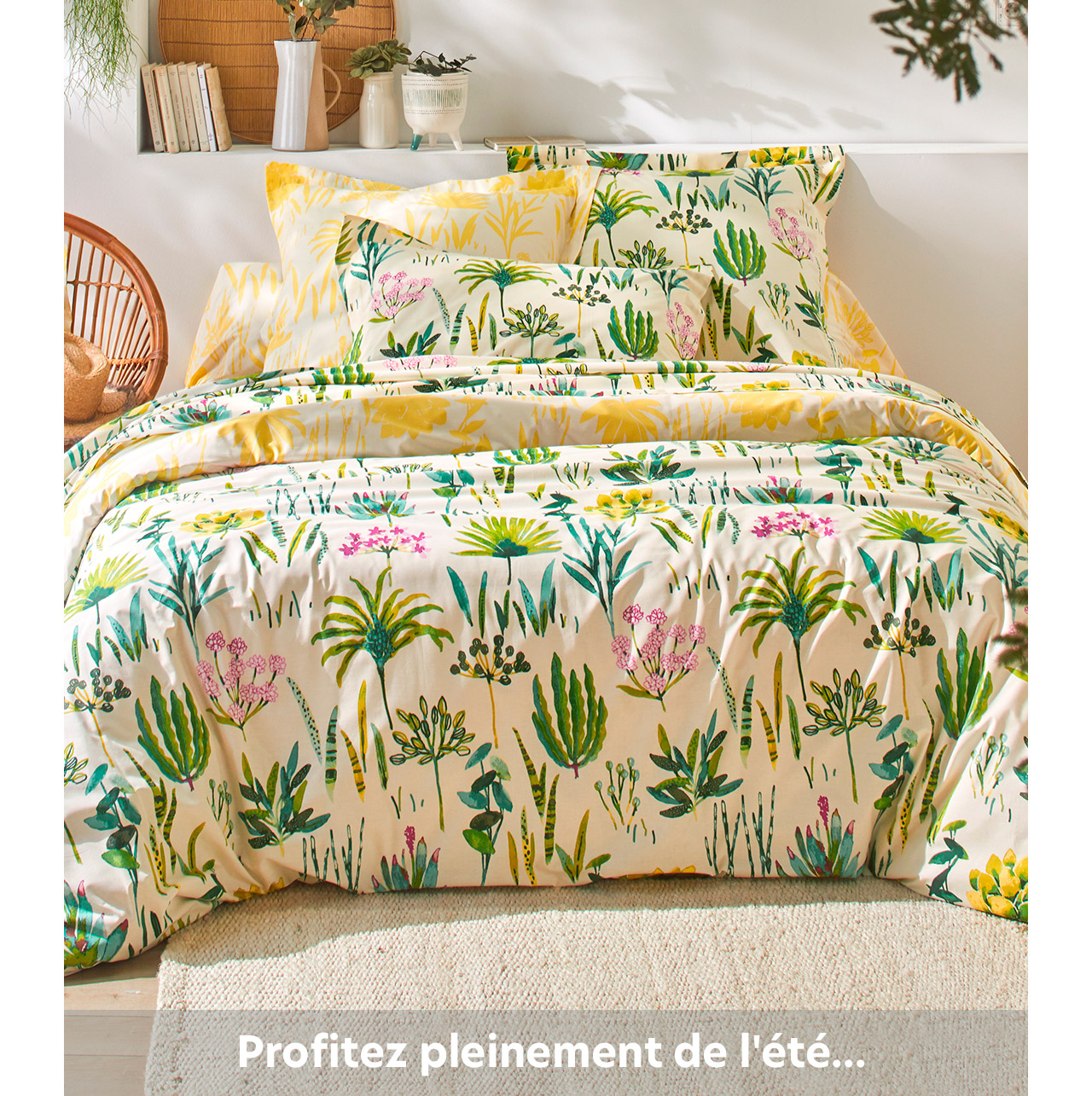 Linge de lit fleurs exotiques