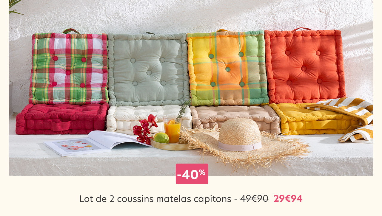 Lot de 2 coussins matelas capitons