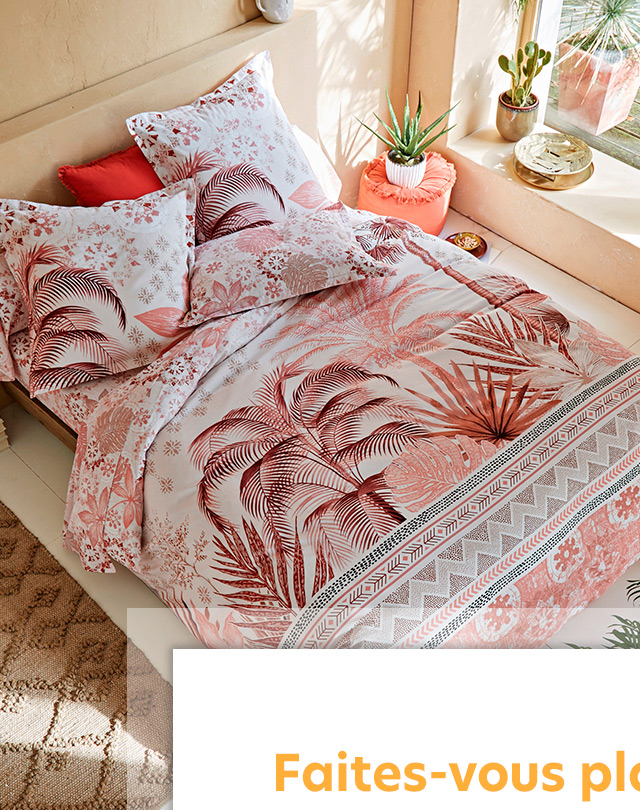 Linge de lit motif exotique