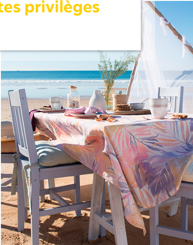 Nappe polycoton imprimé tropical