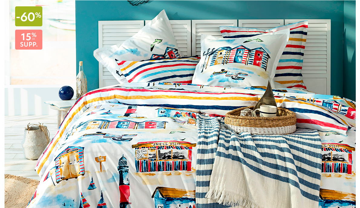 Linge de lit ambiance bord de mer