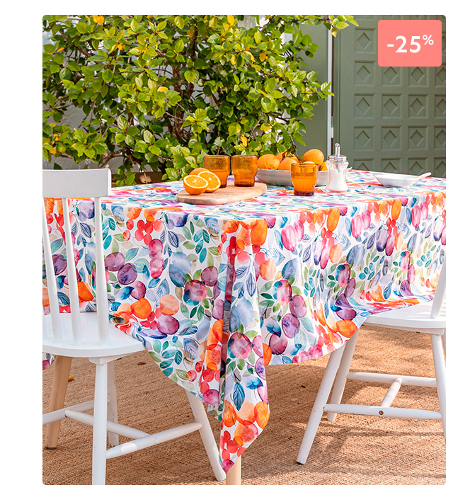 Nappe coton antitache motif fruits