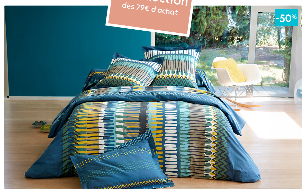 Linge de lit rayures de motifs