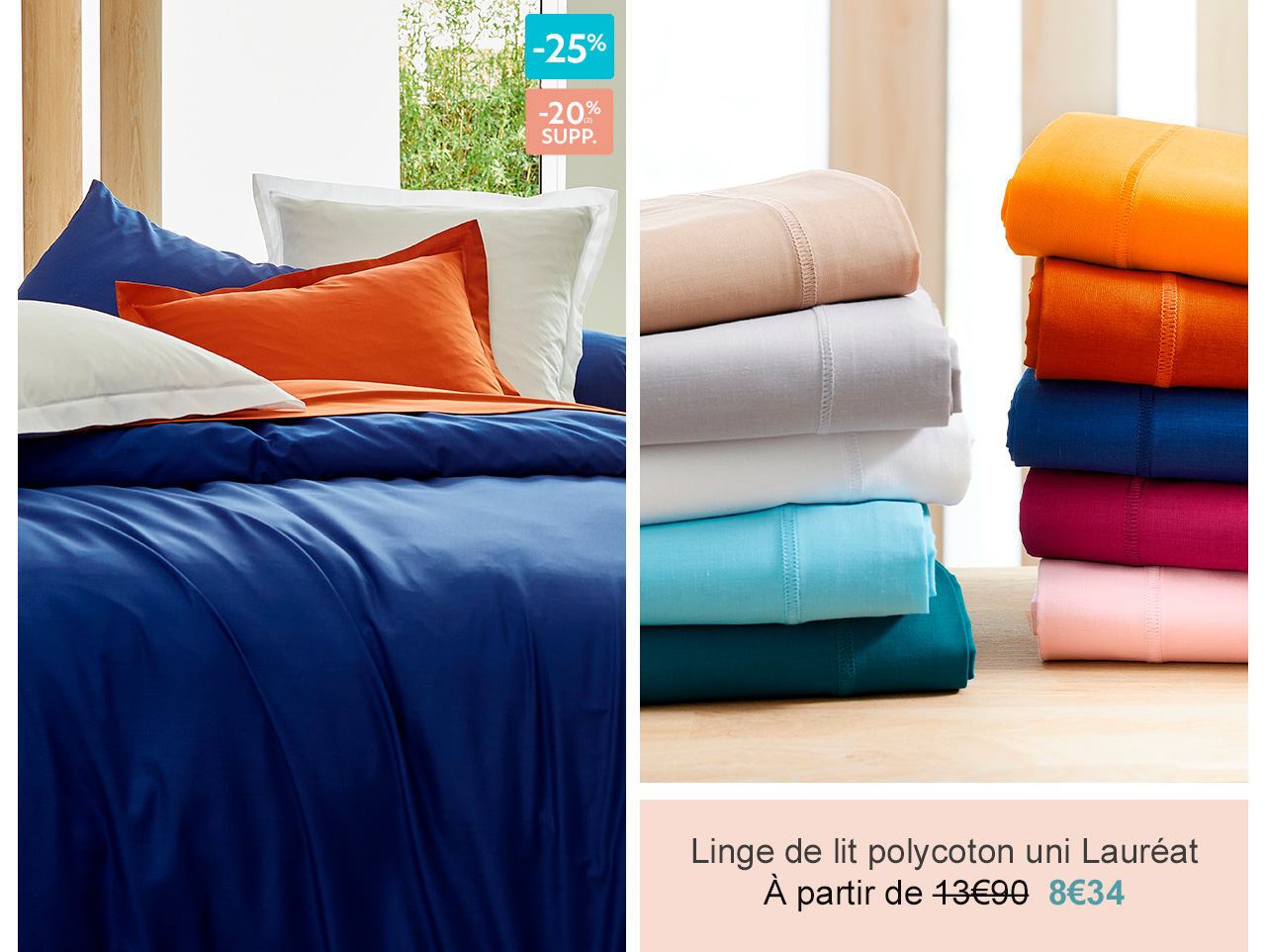 Linge de lit polycoton uni Lauréat