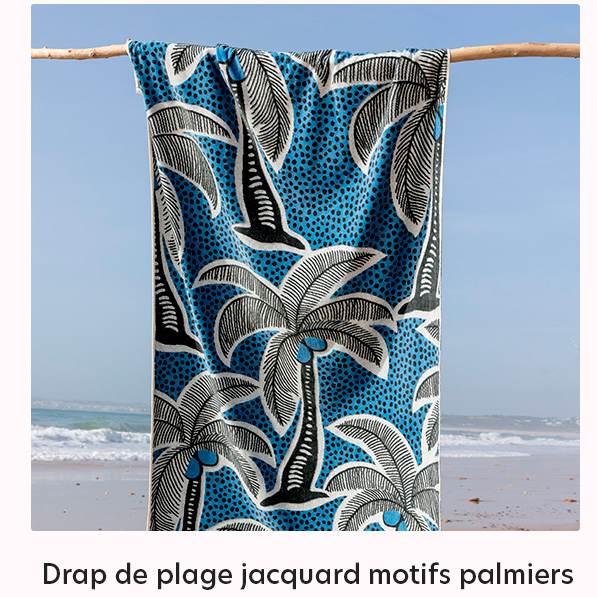 Drap de plage jacquard motifs palmiers