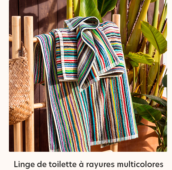 Linge de toilette à rayures multicolores