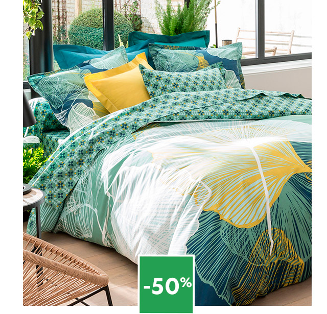 Linge de lit grandes fleurs tropicales