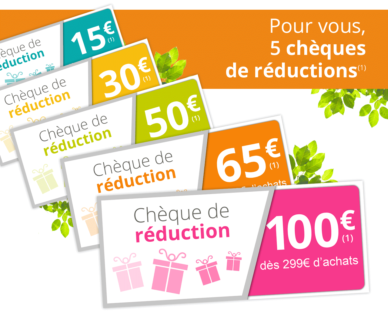 Vos 5 chèques de réductions
