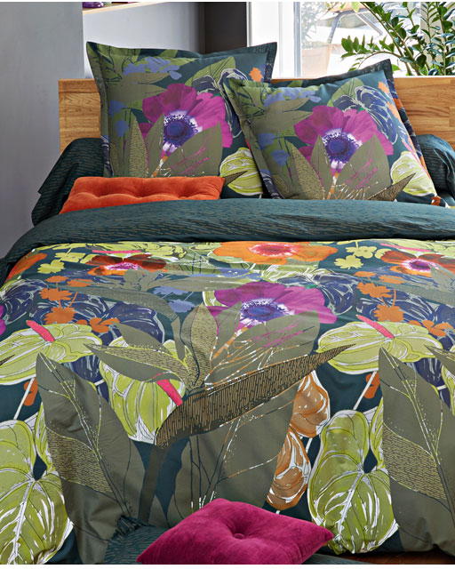 Linge de lit motif anémones
