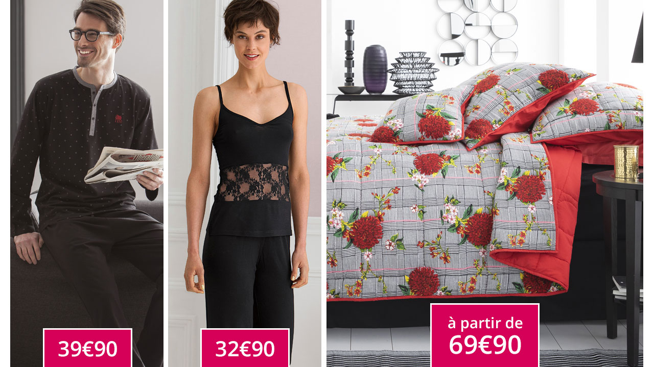 Boutis motif floral, pyjama homme et femme&mldr;