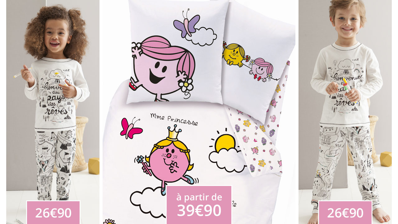 Linge de lit Monsieur et Madame, pyjama mixte à colorier&mldr;