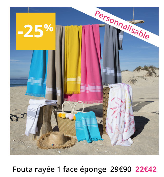 Fouta rayée 1 face éponge