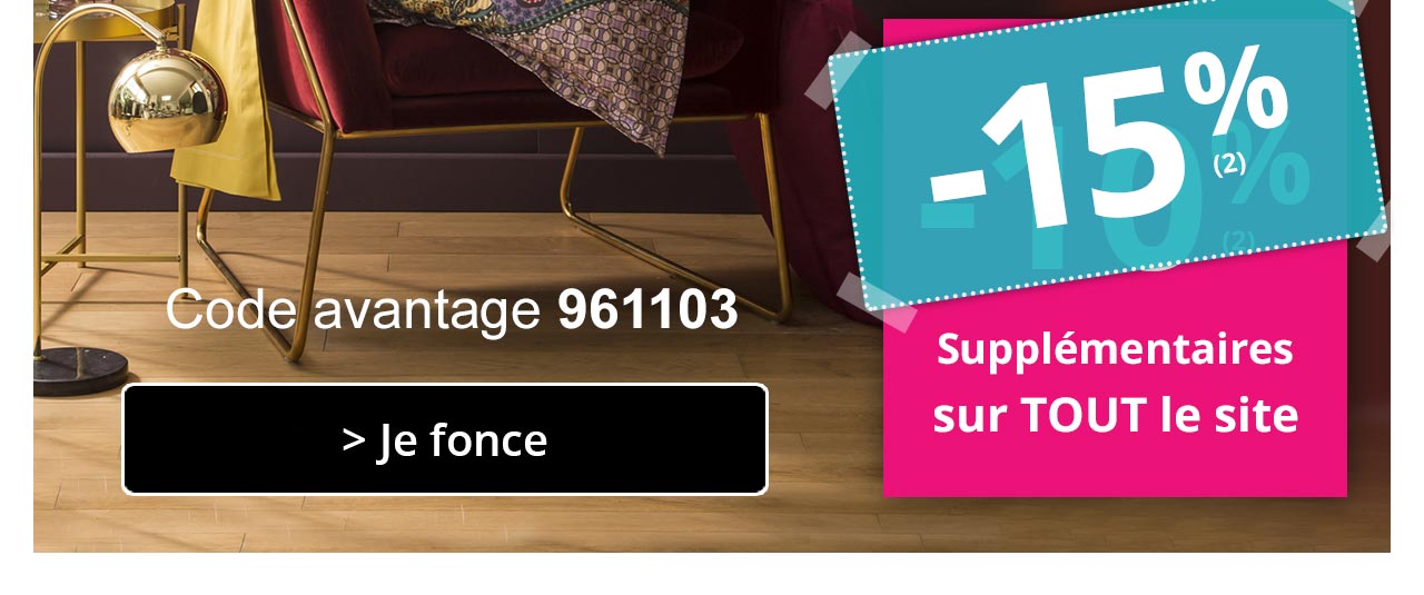 -15% supplémentaires sur TOUT LE SITE - code avantage 961103