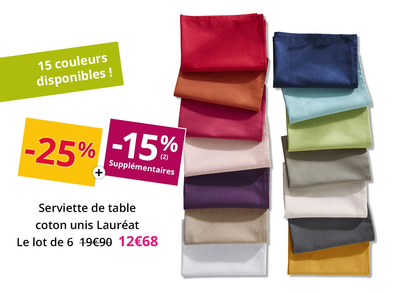 Serviette de table coton uni Lauréat