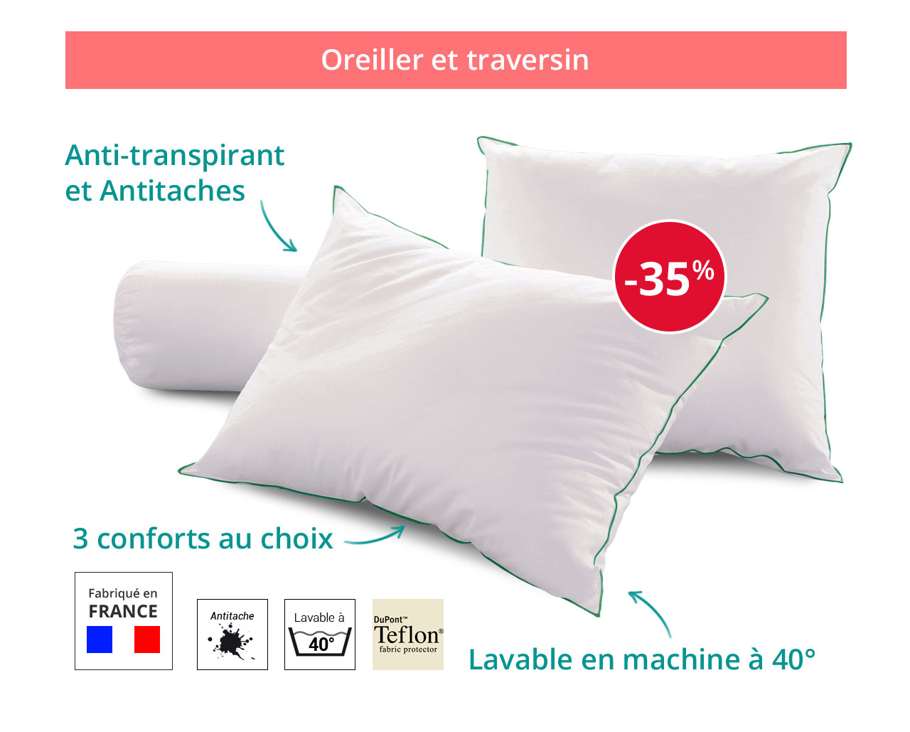 Oreiller et traversin