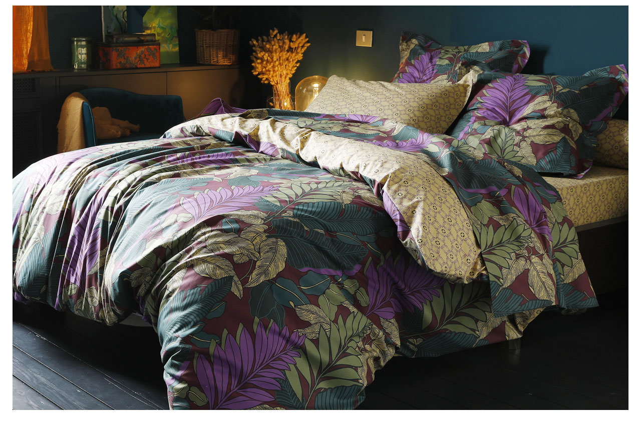 Linge de lit feuillage tropical