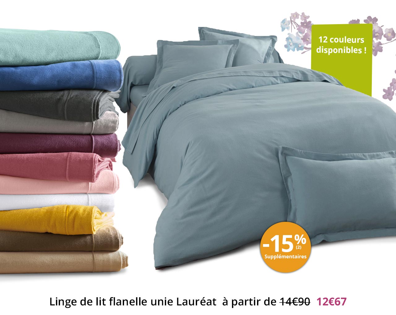 Linge de lit flanelle unie Lauréat