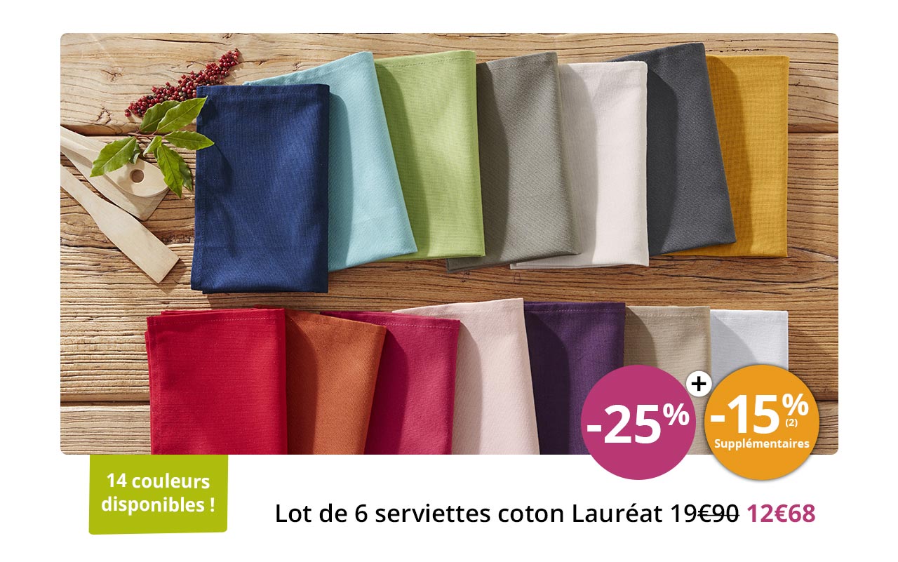 Lot de 6 serviettes coton Lauréat